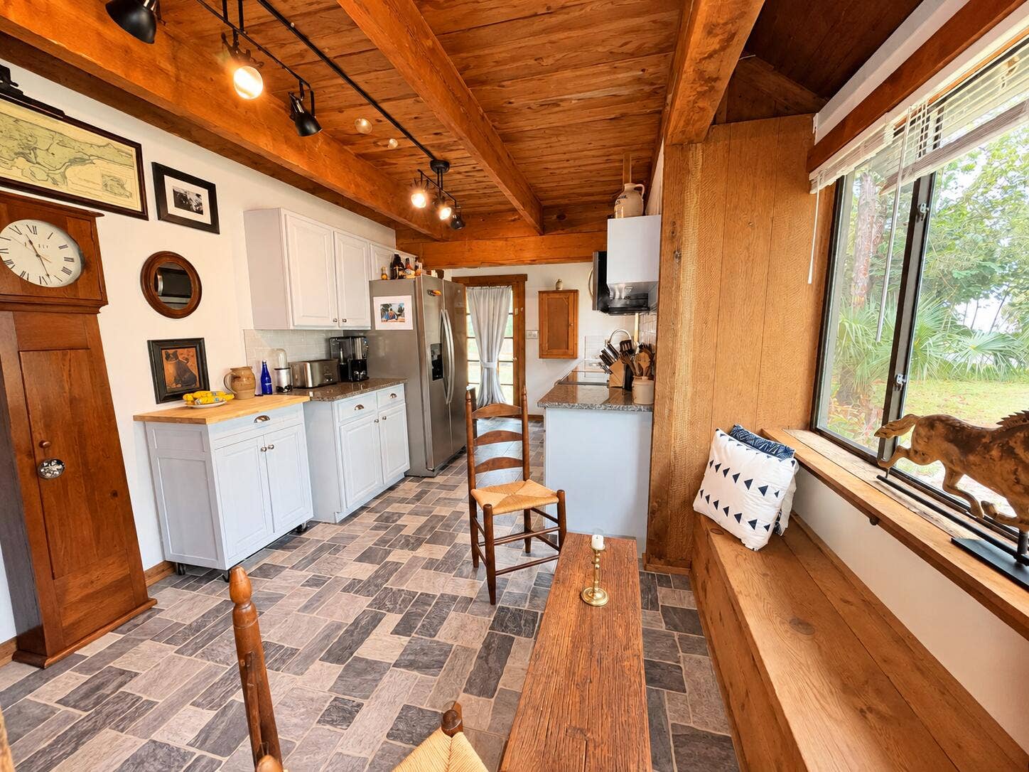 Cozy Rustic Kitchen with Window Seat