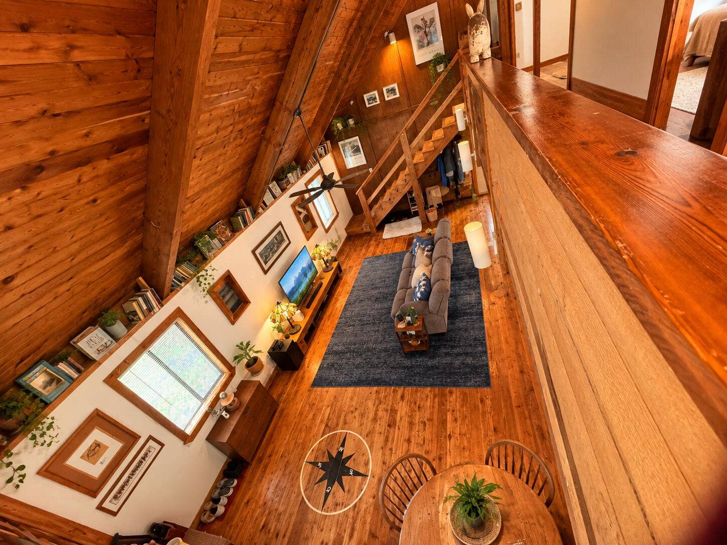 Cozy Rustic A-Frame Loft Living Room
