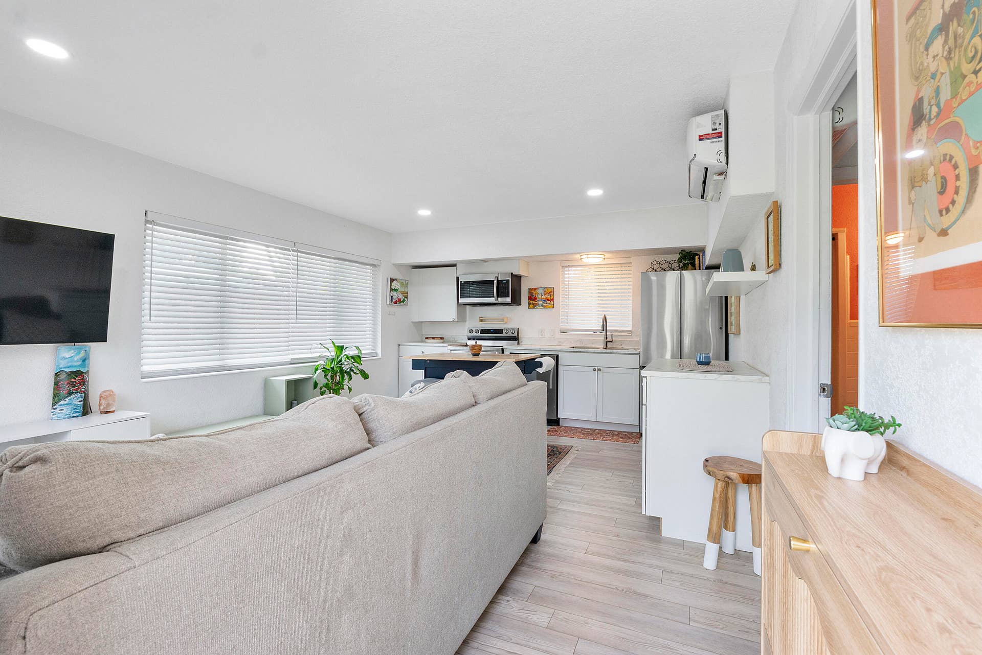 Entryway to guest house and view of living areas