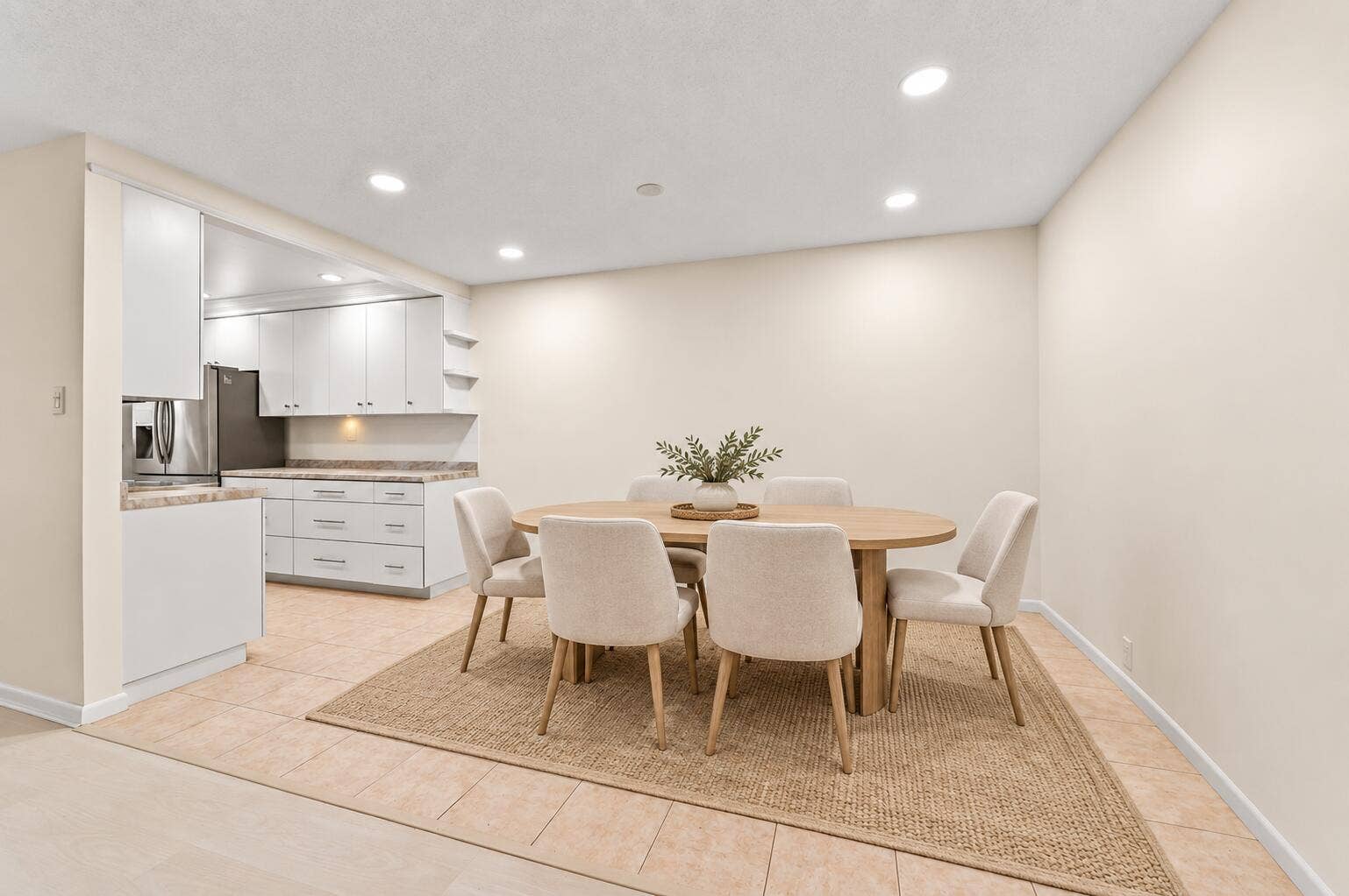 Virtually staged coastal dining room