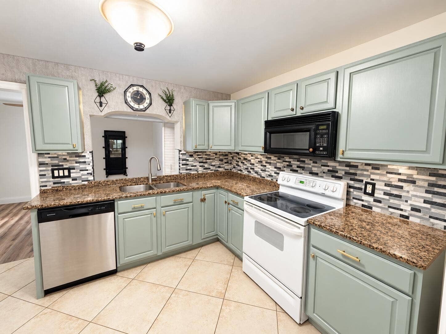 560 SE 23RD Avenue, #1, Pompano Beach, Pompano Beach, FL 33062 Bright Sage-Green Staged Kitchen