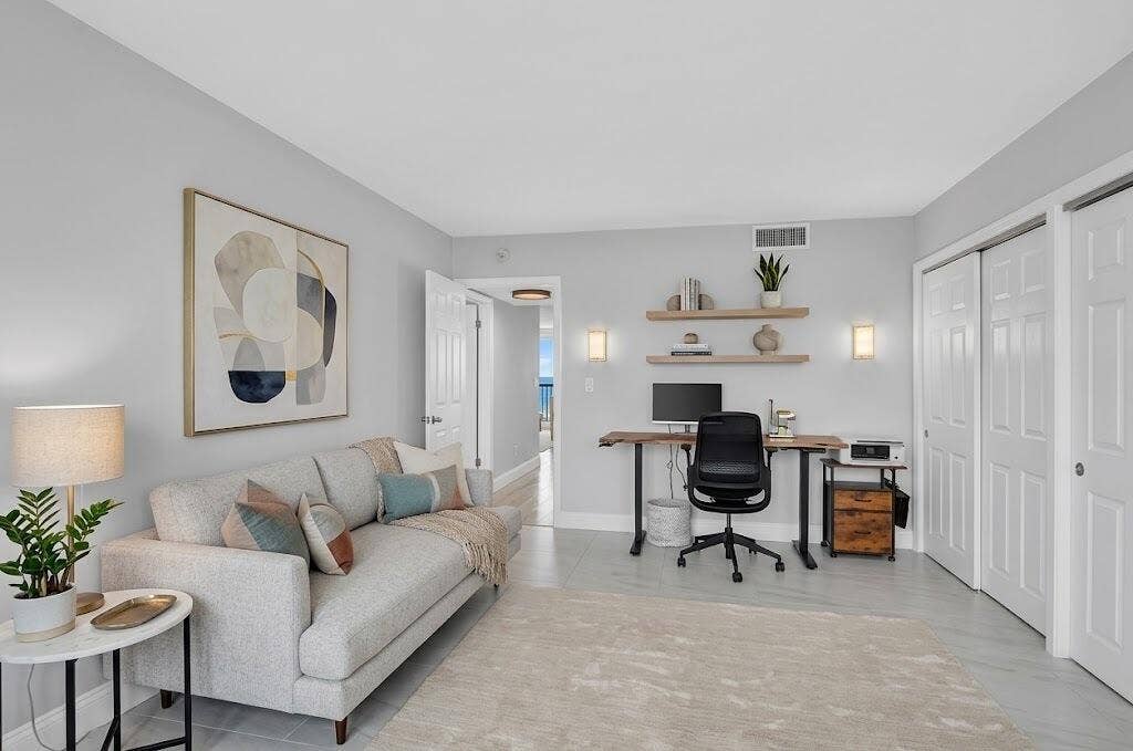Virtually staged guest bedroom