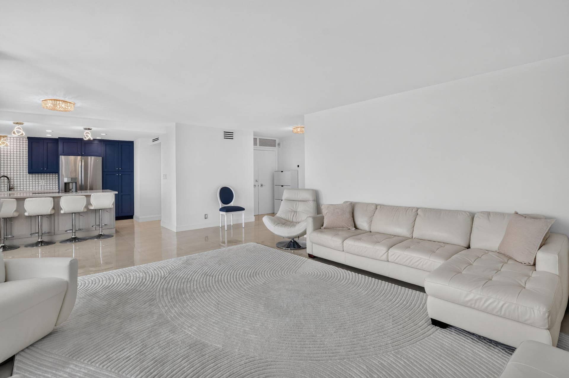 Living Room open to renovated kitchen