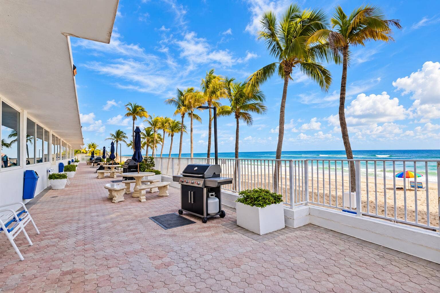 BBQ area overlooking the beach