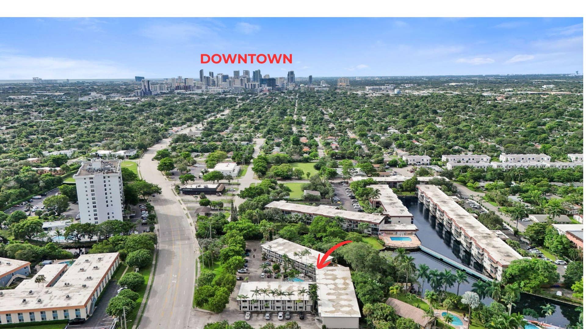 1901 N Andrews Avenue, #Apt 214, Wilton Manors, FL 33311 Ariel showing N Andrews Ave leading to downtown