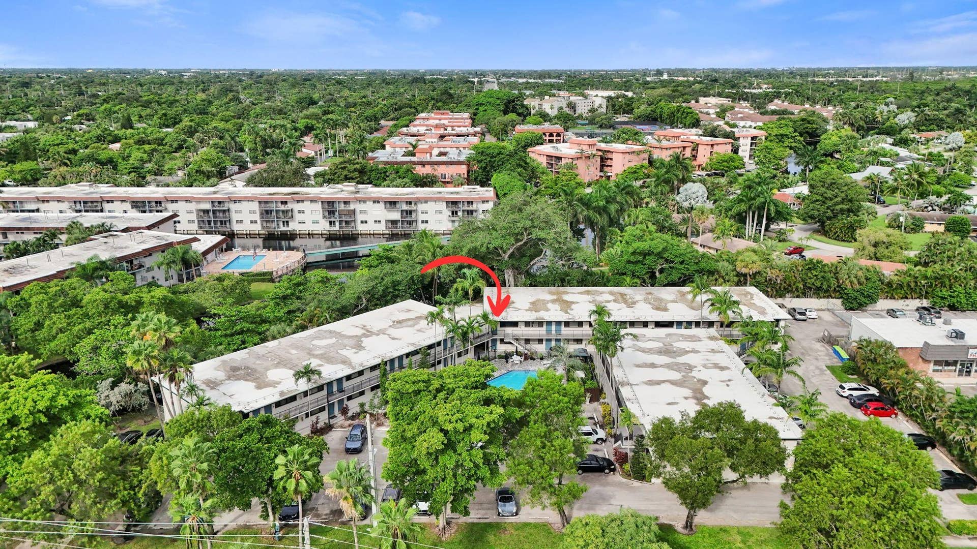 1901 N Andrews Avenue, #Apt 214, Wilton Manors, FL 33311 Ariel showing location of unit 214