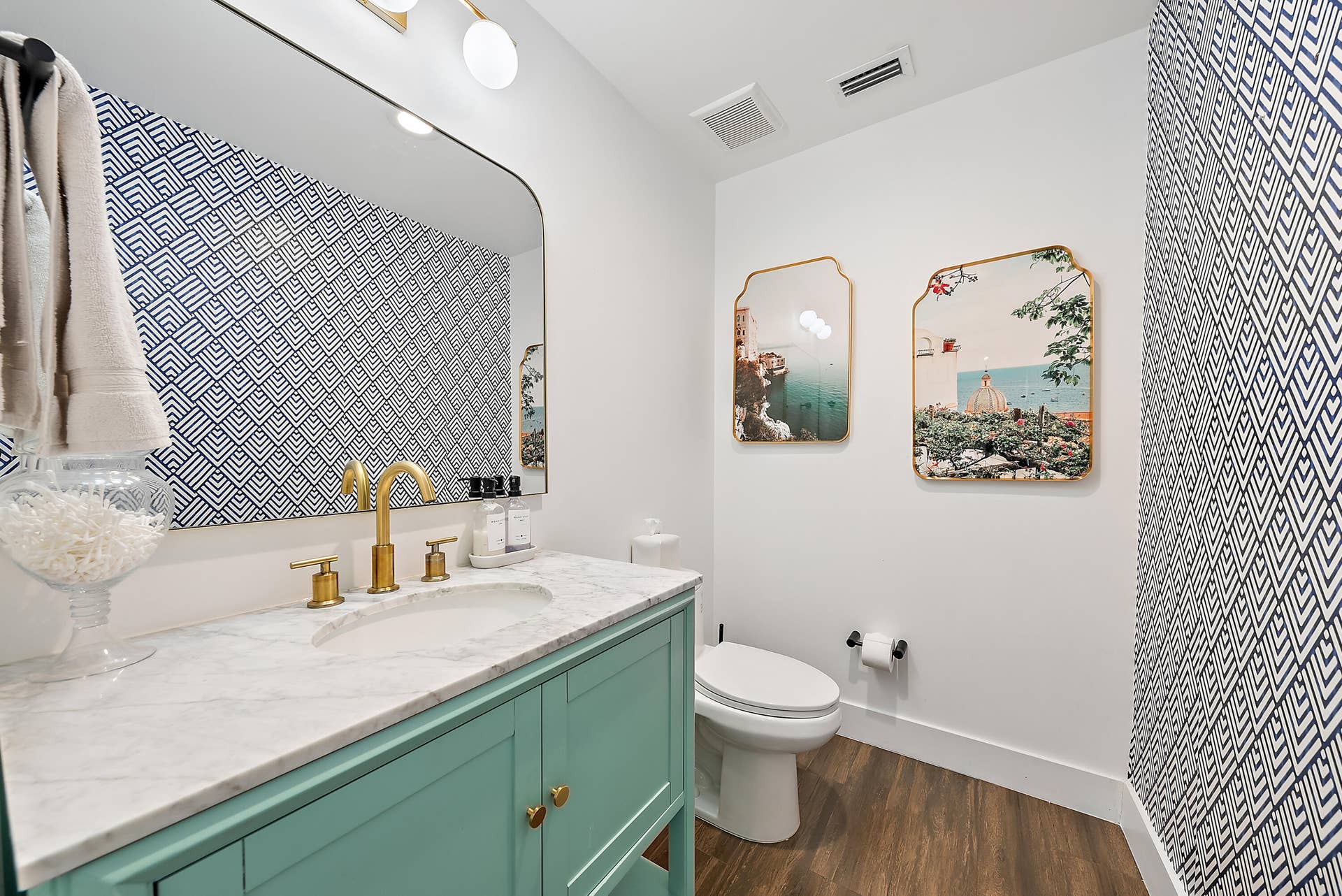 6204 SAND PINE Court, Jupiter, Jupiter, FL 33458 Vanity with a marble-finish countertop, undermount sink, and brass-finish faucet