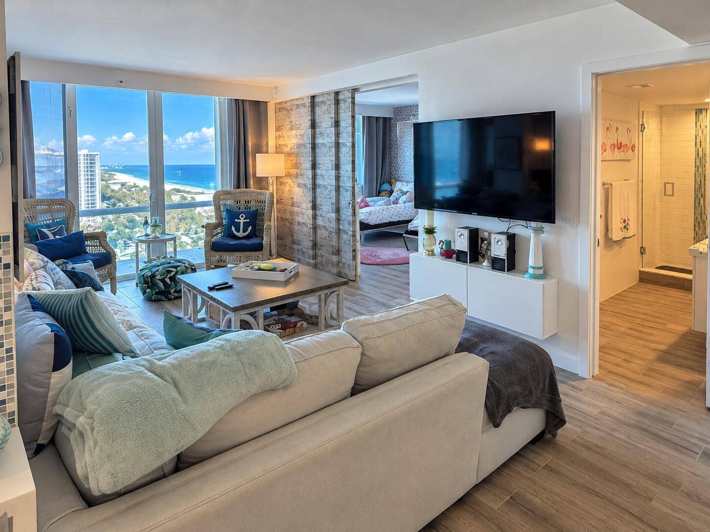 Coastal Condo Living Room with Ocean Vie