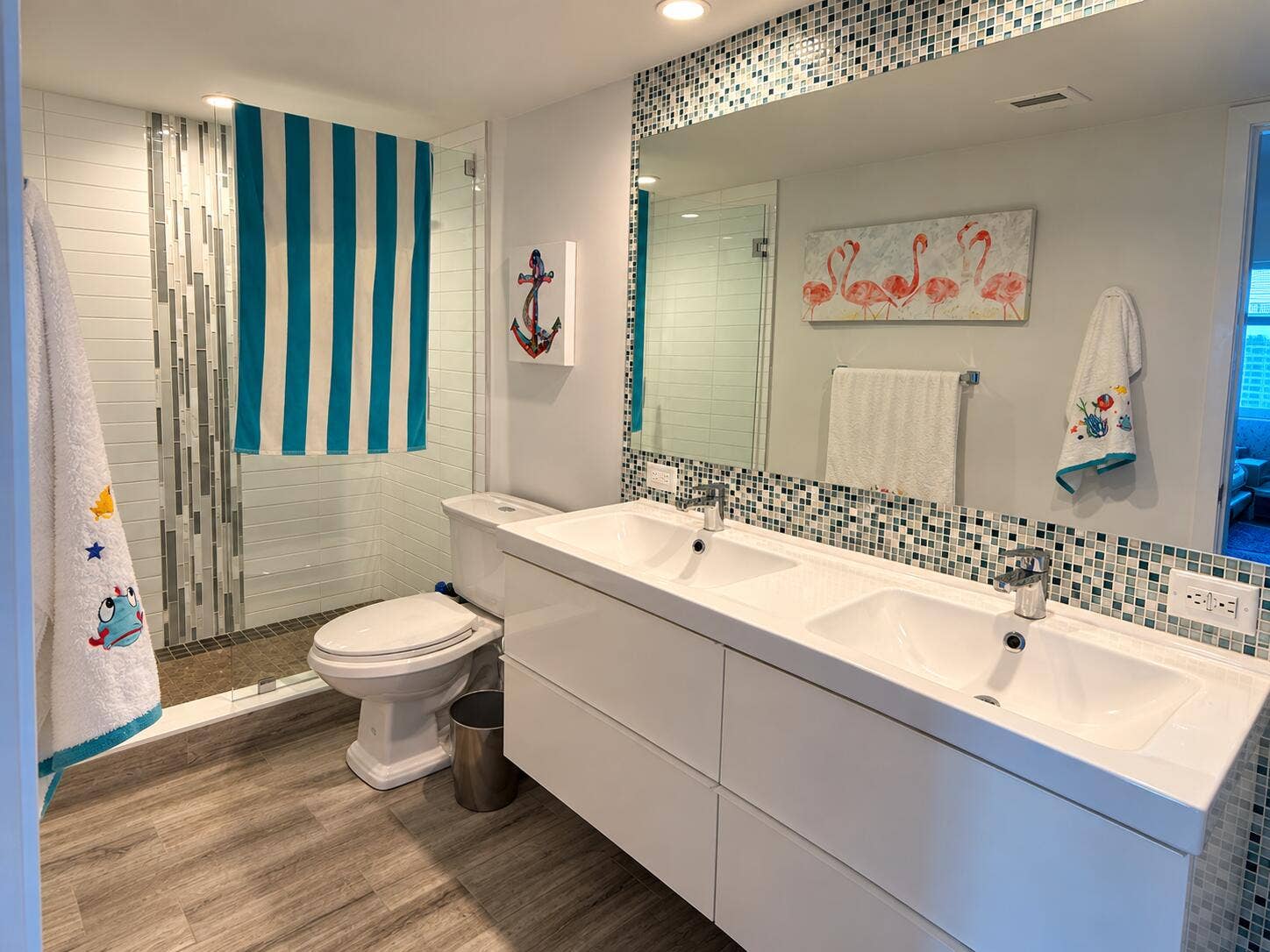 Bright Coastal Double-Vanity Bathroom