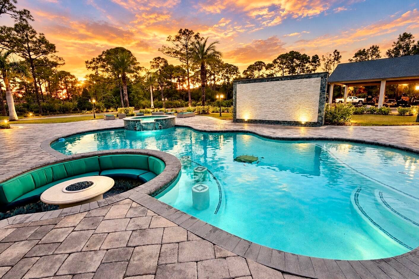 13050 81st Street, Fellsmere, FL 32948 pool and lounge sunset