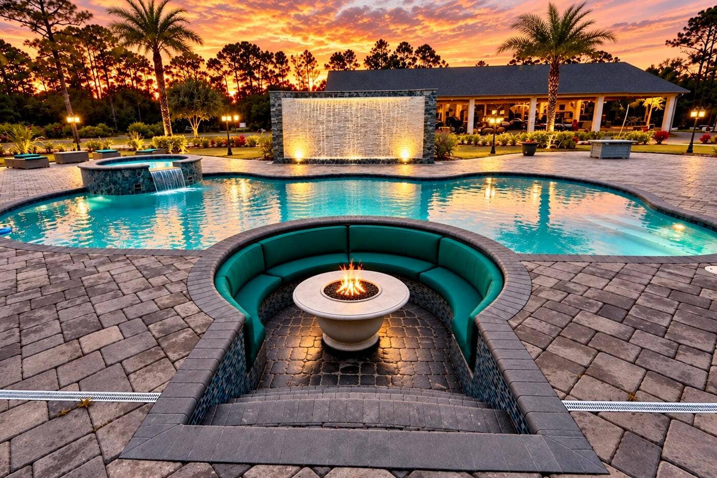 13050 81st Street, Fellsmere, FL 32948 sunset pool lounge and water wall