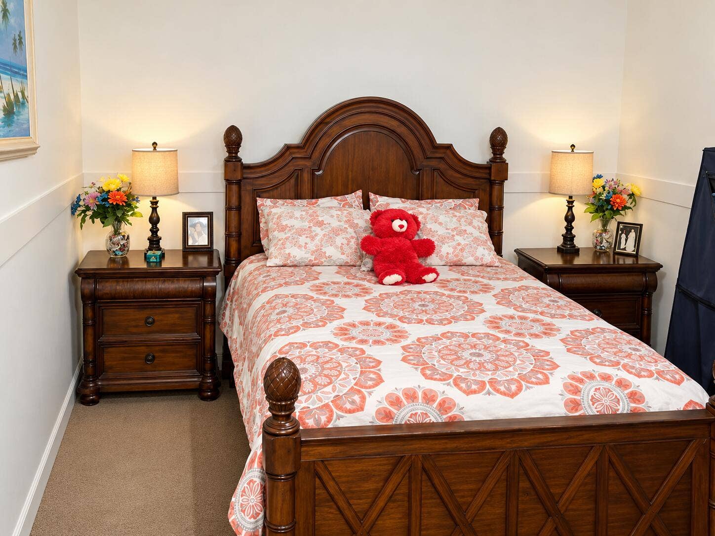 19660 DELAWARE Circle, #0, Boca Raton, FL 33434 Warm Traditional Bedroom with Floral Bed