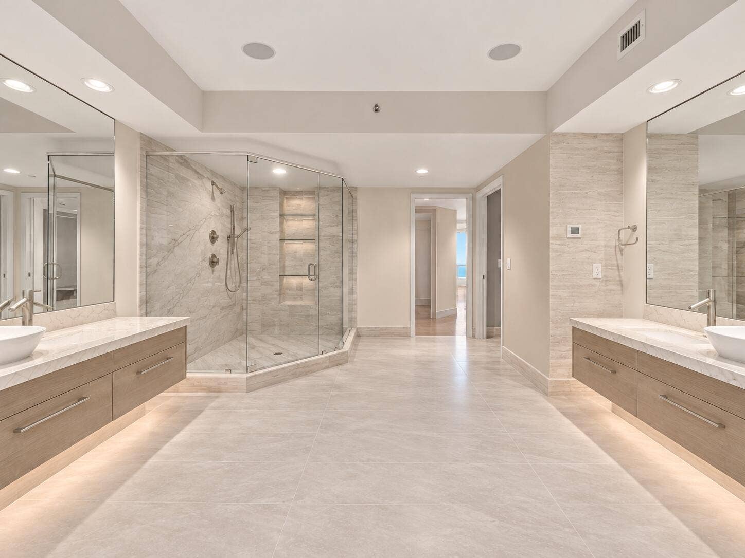 Serene Symmetrical Luxury Spa Bathroom