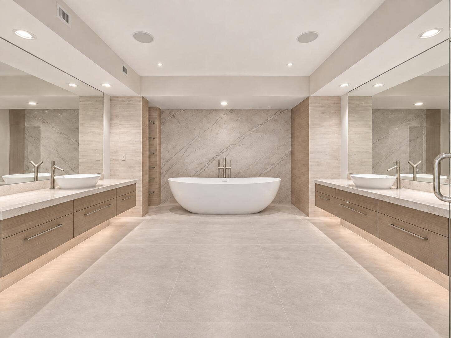Symmetrical Luxury Spa Bathroom with Fre