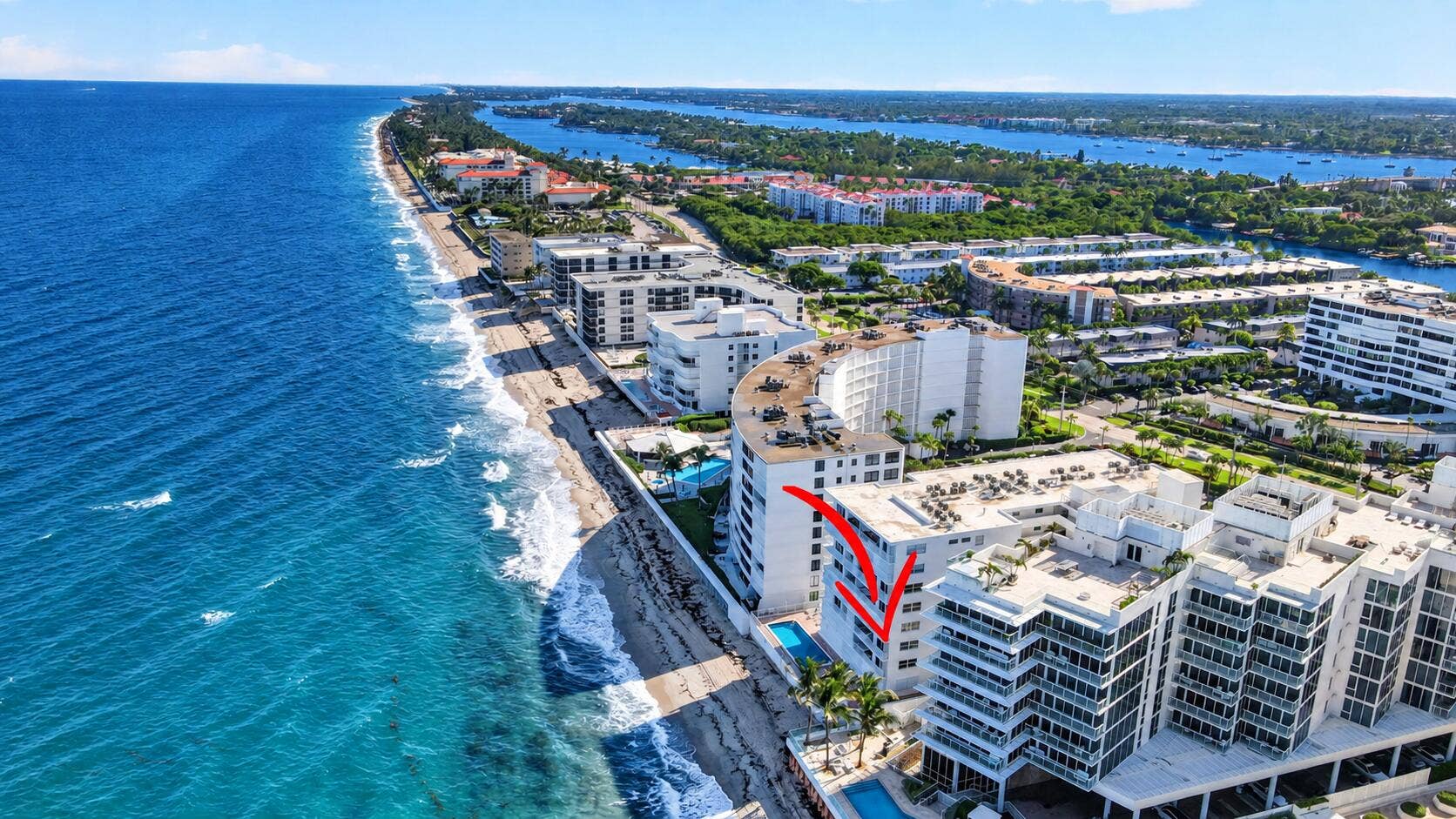 3580 S Ocean Boulevard, #4-F, South Palm Beach, FL 33480 Aerial Shoreline