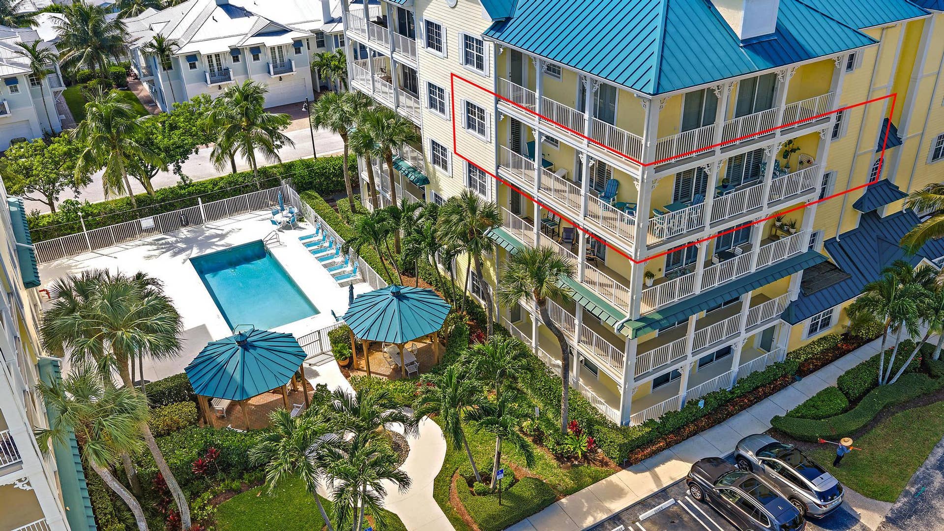 810 Juno Ocean Walk, #401, Juno Beach, FL 33408 VIEW OF POOL FROM CONDO