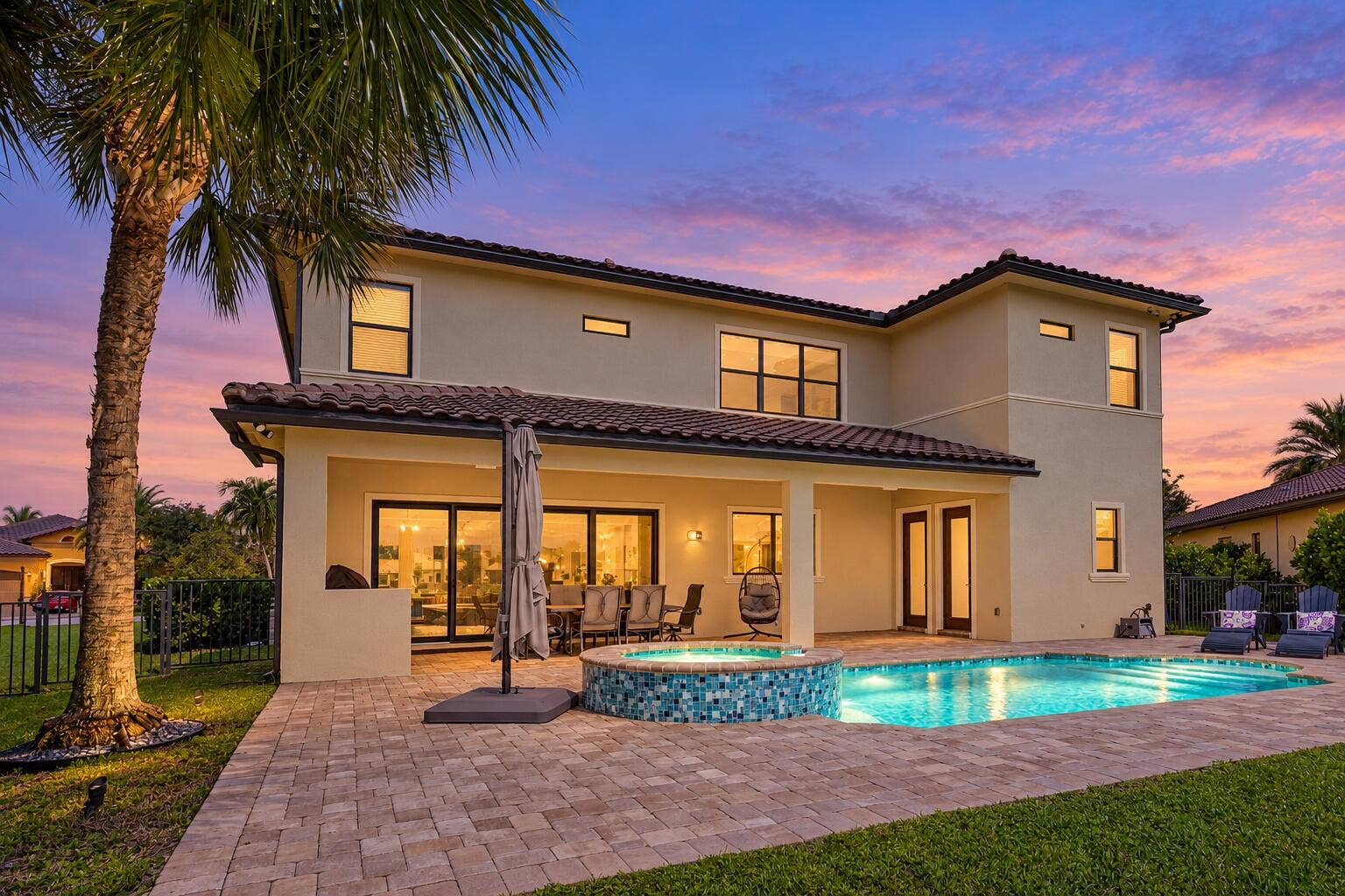 Twilight Home with Glowing Pool-4