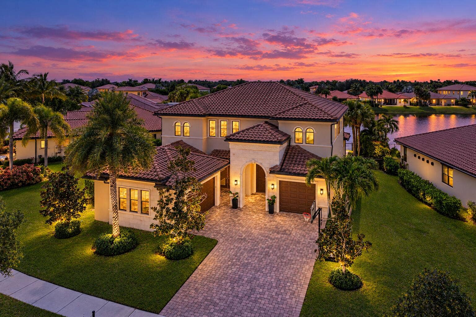 Twilight Glow Over the Lakefront Home-2