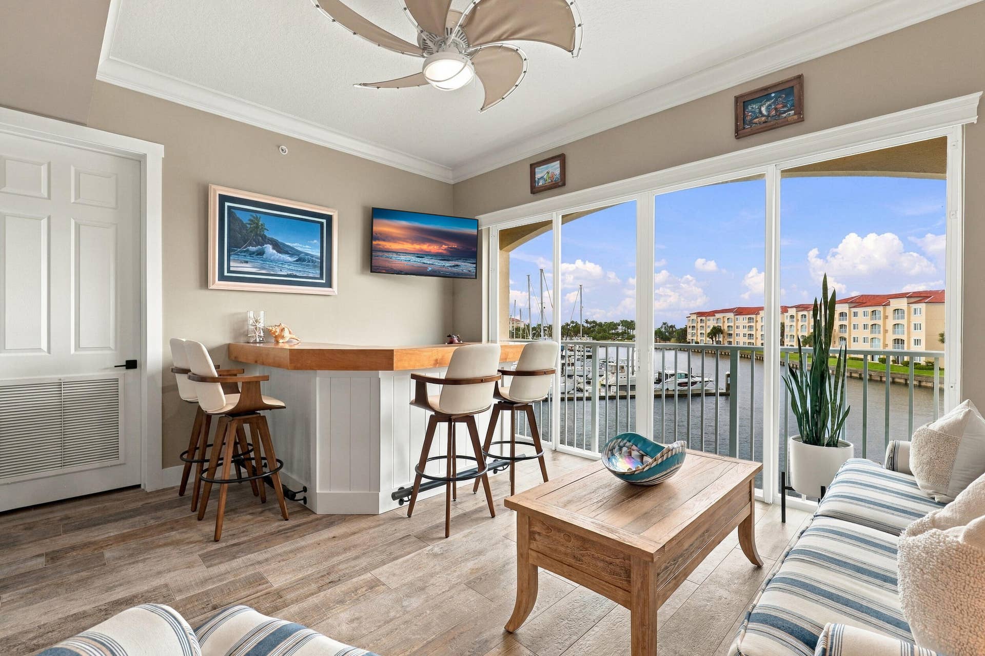 No Direct Sun with Beautiful Marina Views and Glimpses of the Inlet