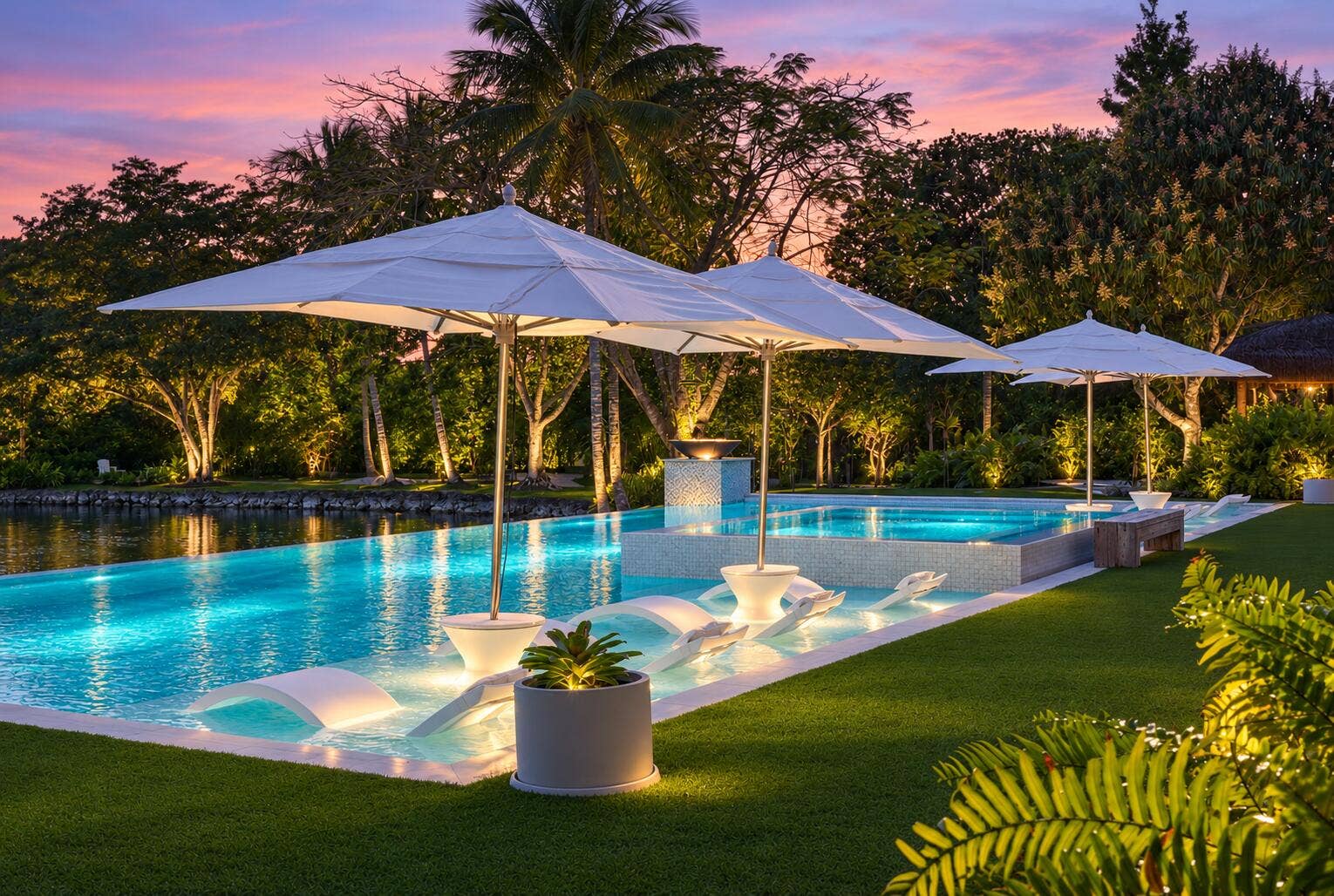 13920 Stirling Road, Southwest Ranches, FL 33330 Luxury Estate Pool at Twilight
