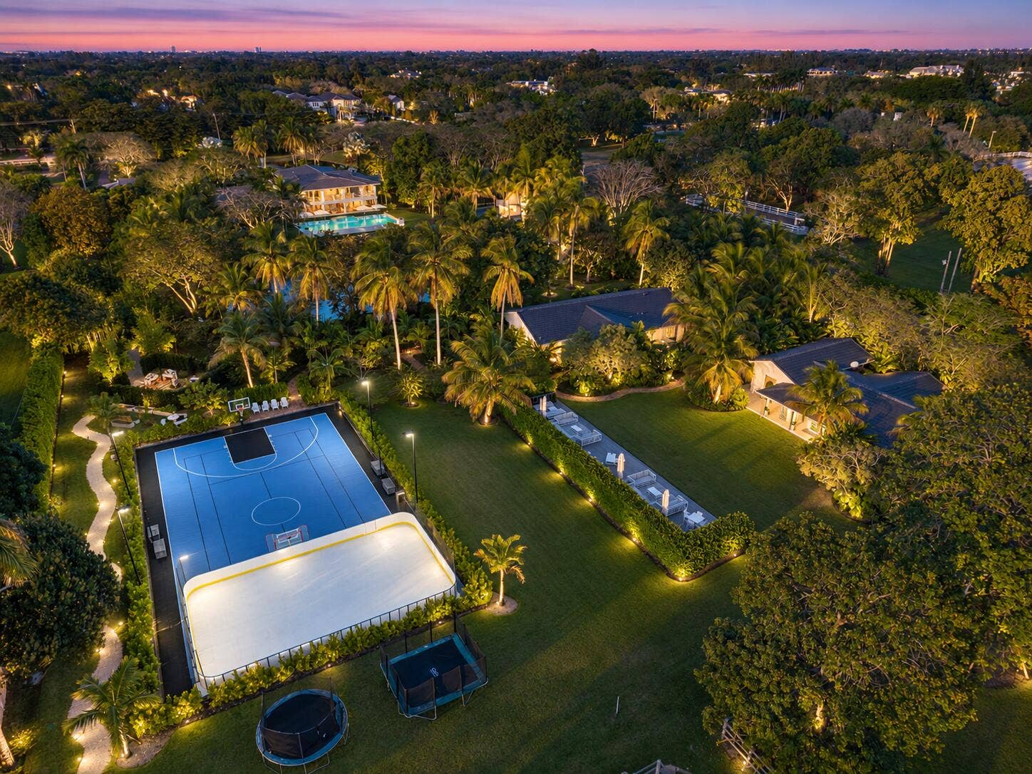AERIAL VIEW OF SKATING RINK AND BASKETBALL COURT
