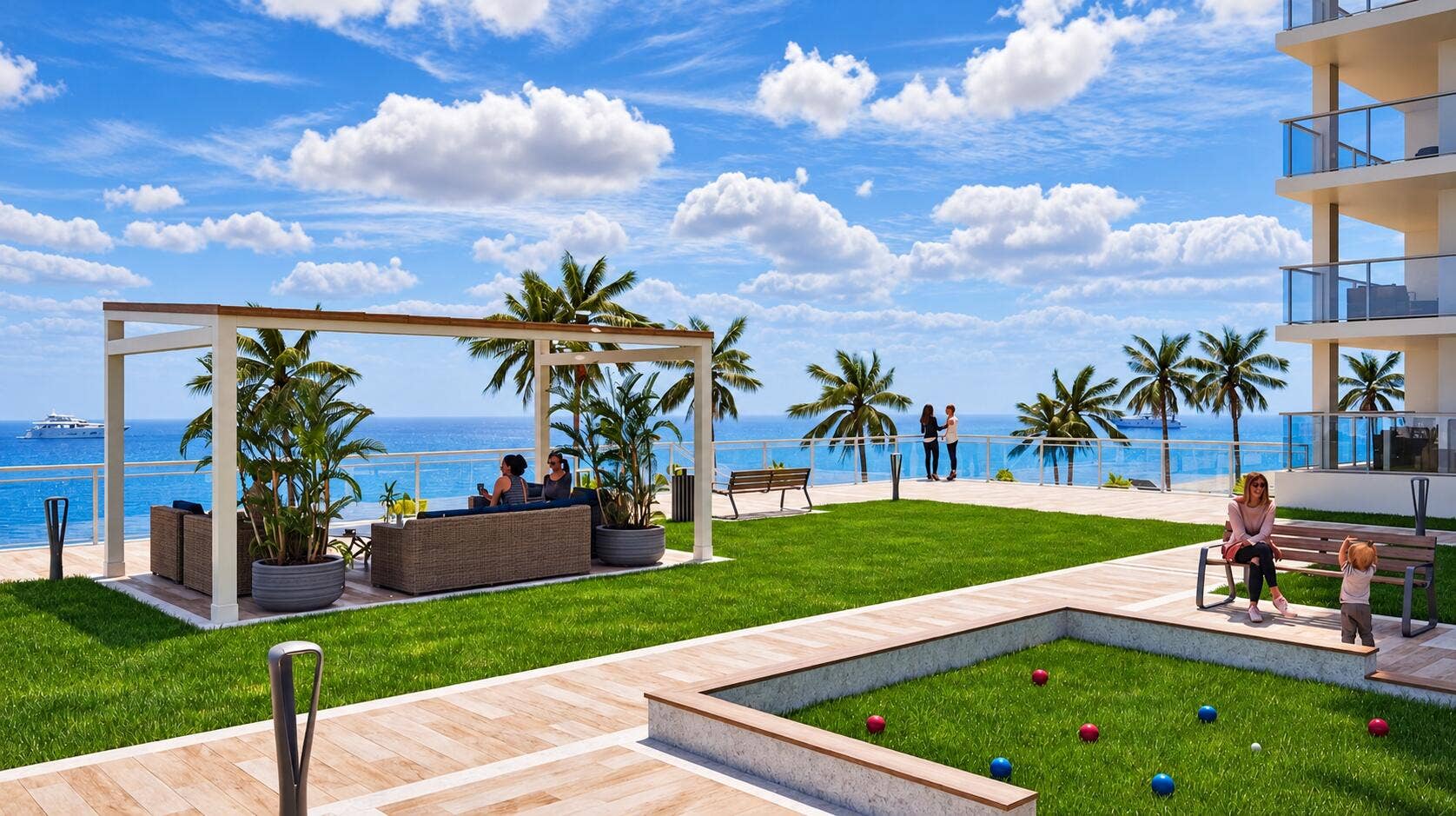 Oceanfront Terrace With Pergola And Bocc
