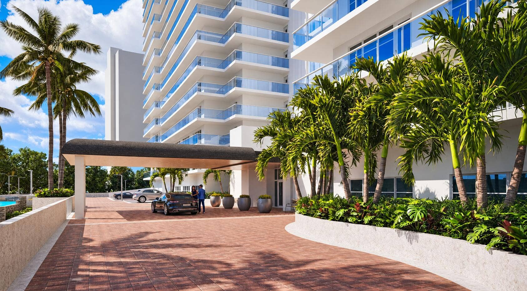 Restored condominium entrance rendering-