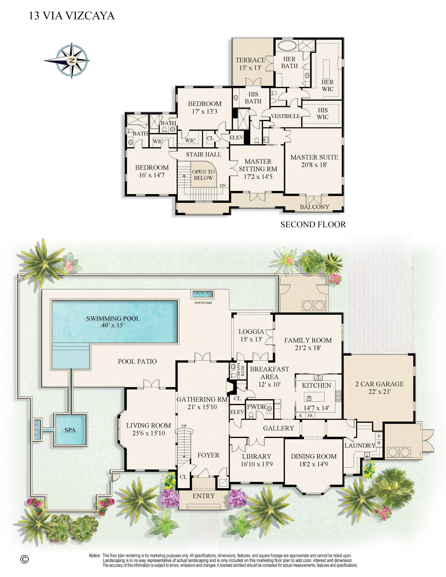 13 Via Vizcaya, Palm Beach, FL 33480 Floor Plan