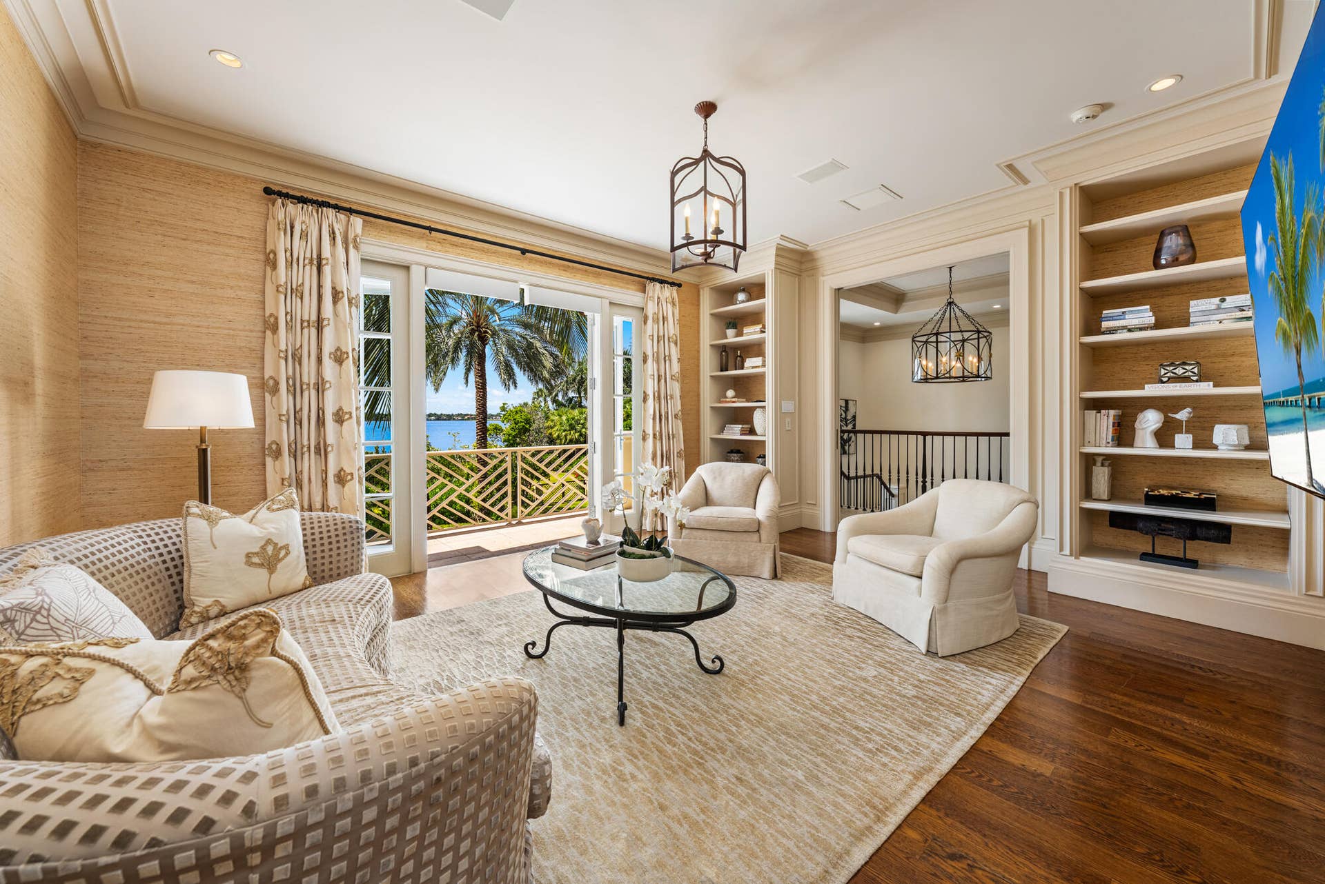 13 Via Vizcaya, Palm Beach, FL 33480 Primary Sitting Room overlooking the Intracoastal