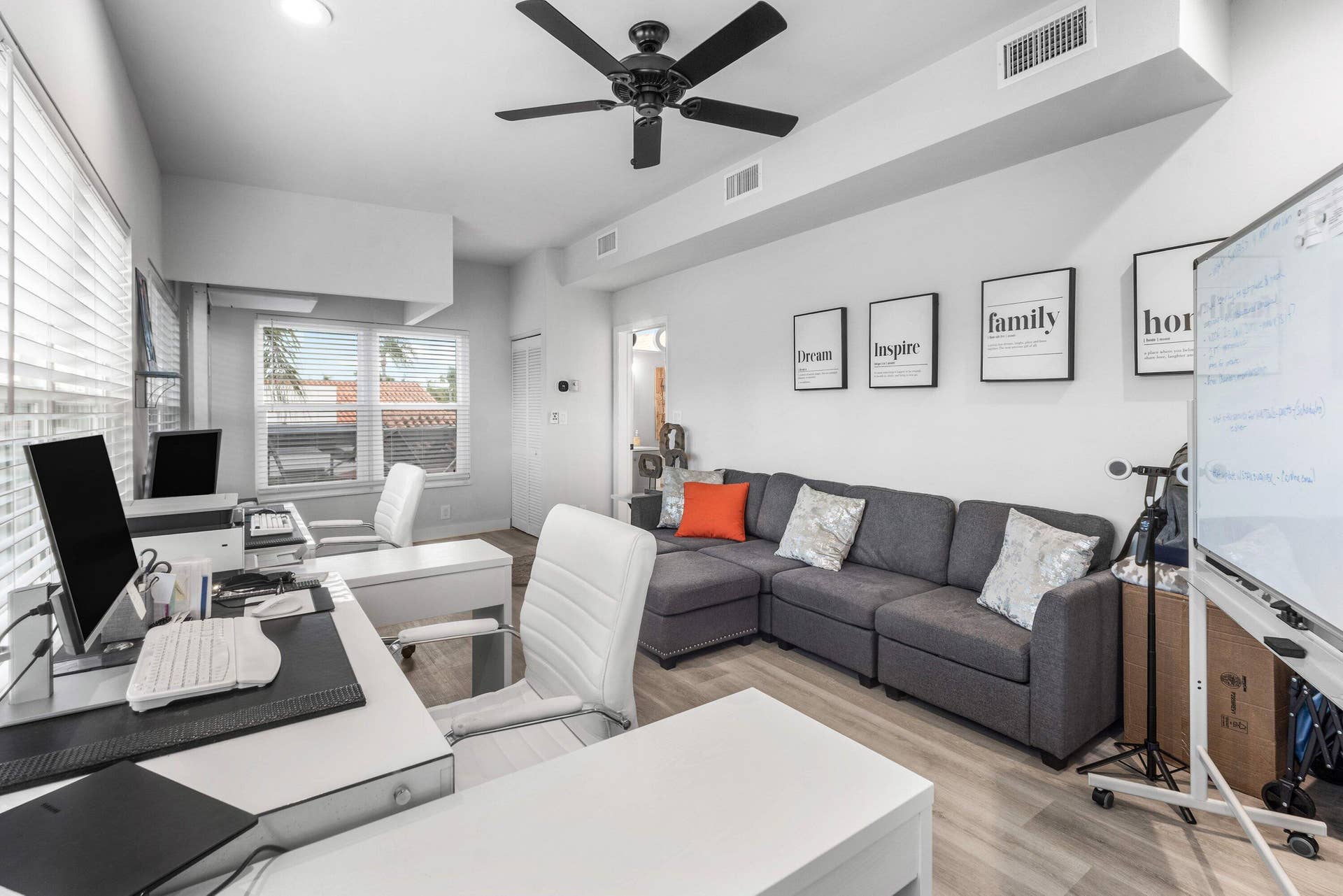 13138 Touchstone Place, Palm Beach Gardens, FL 33418 Recessed lighting, wood-finish flooring, ceiling fan, multiple windows with blinds, and a built-in air conditioning register