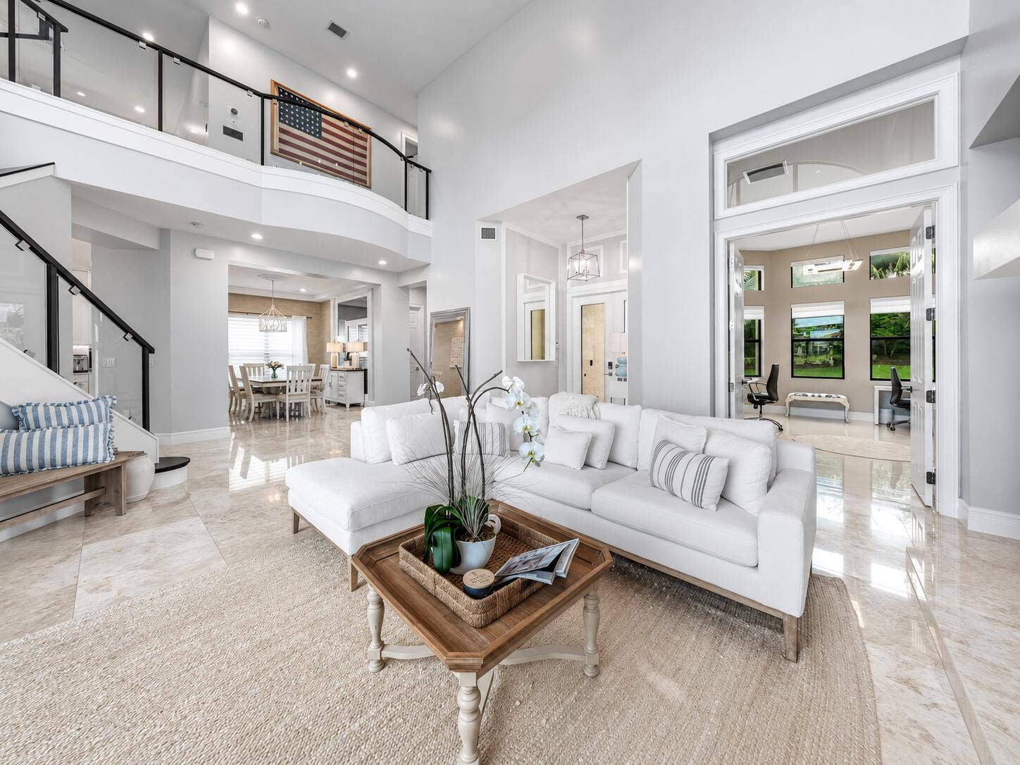 Formal Living Room with Double Height Ceilings