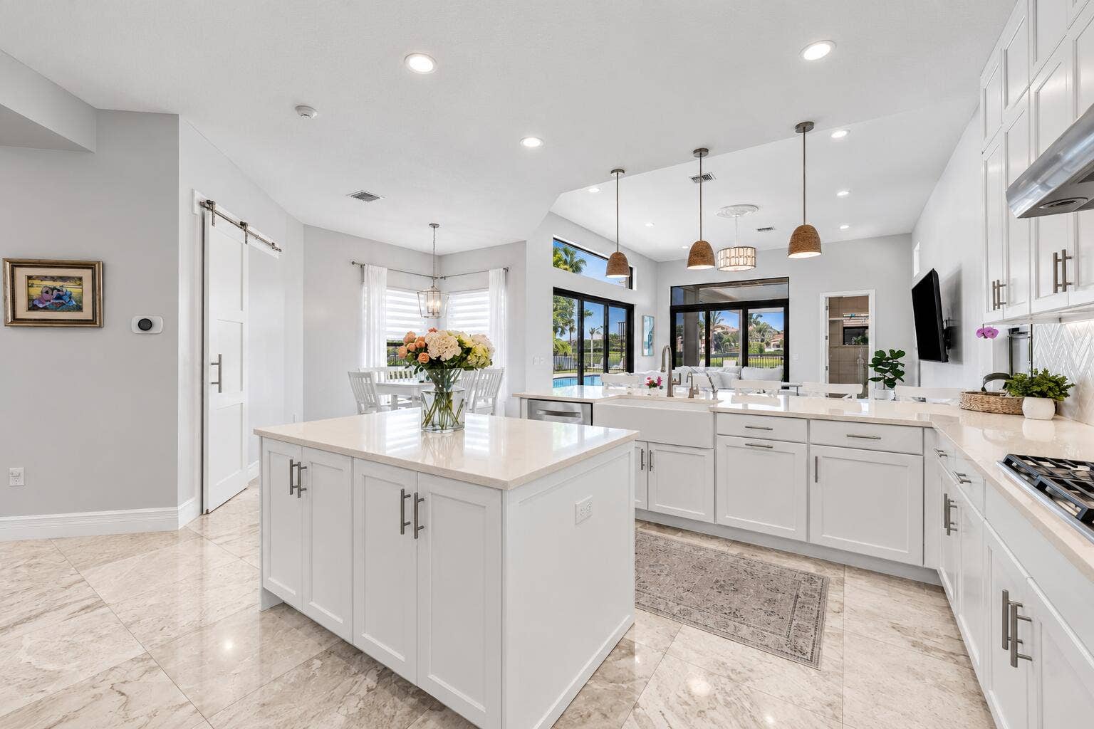 Coastal Kitchen with Pool Views