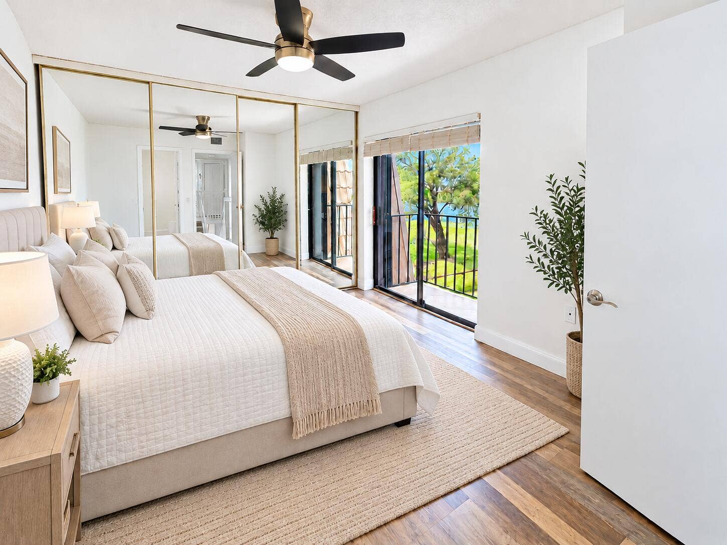 Virtually staged Guest Bedroom with ensuite bath and waterview