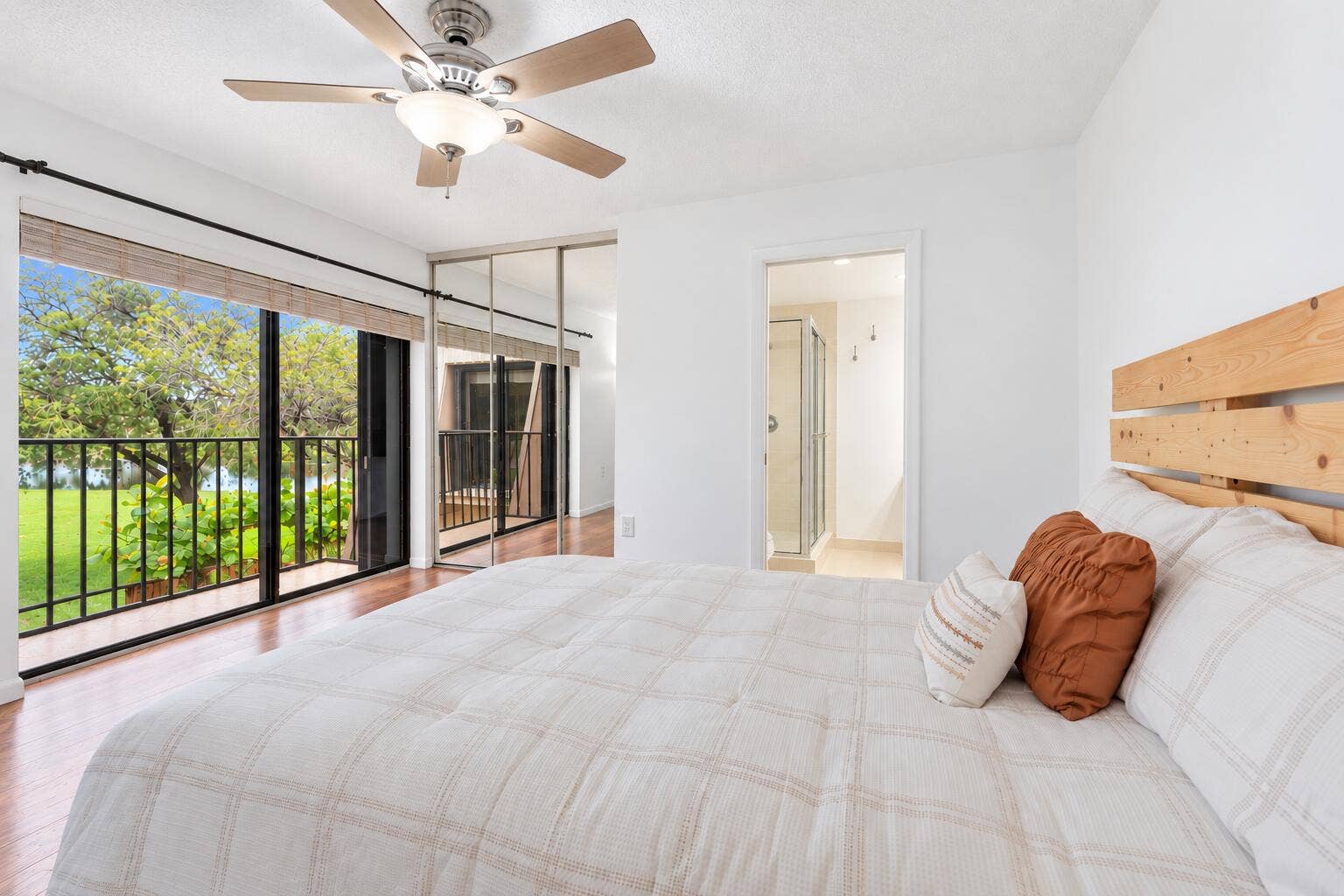 View of patio and water from Primary Bed