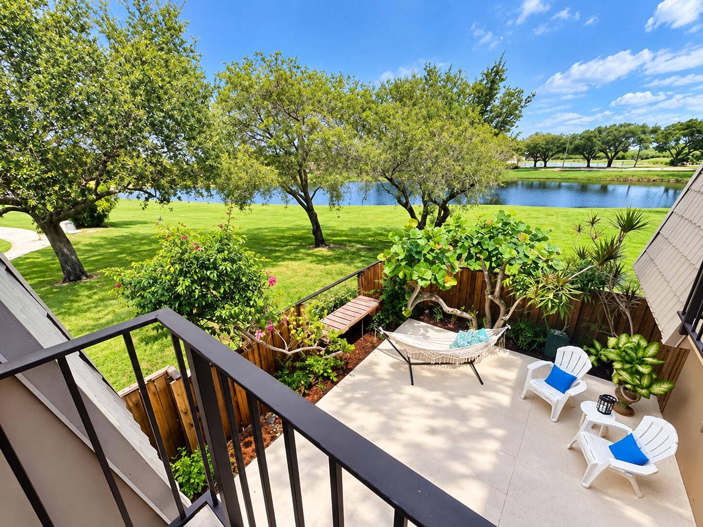 Water view and patio view from Guest Bedroom balcony