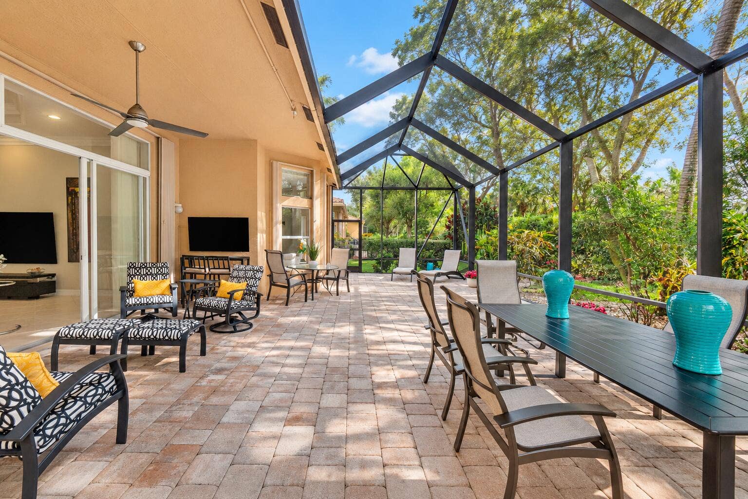 Sunny Screened Lanai with Garden Views