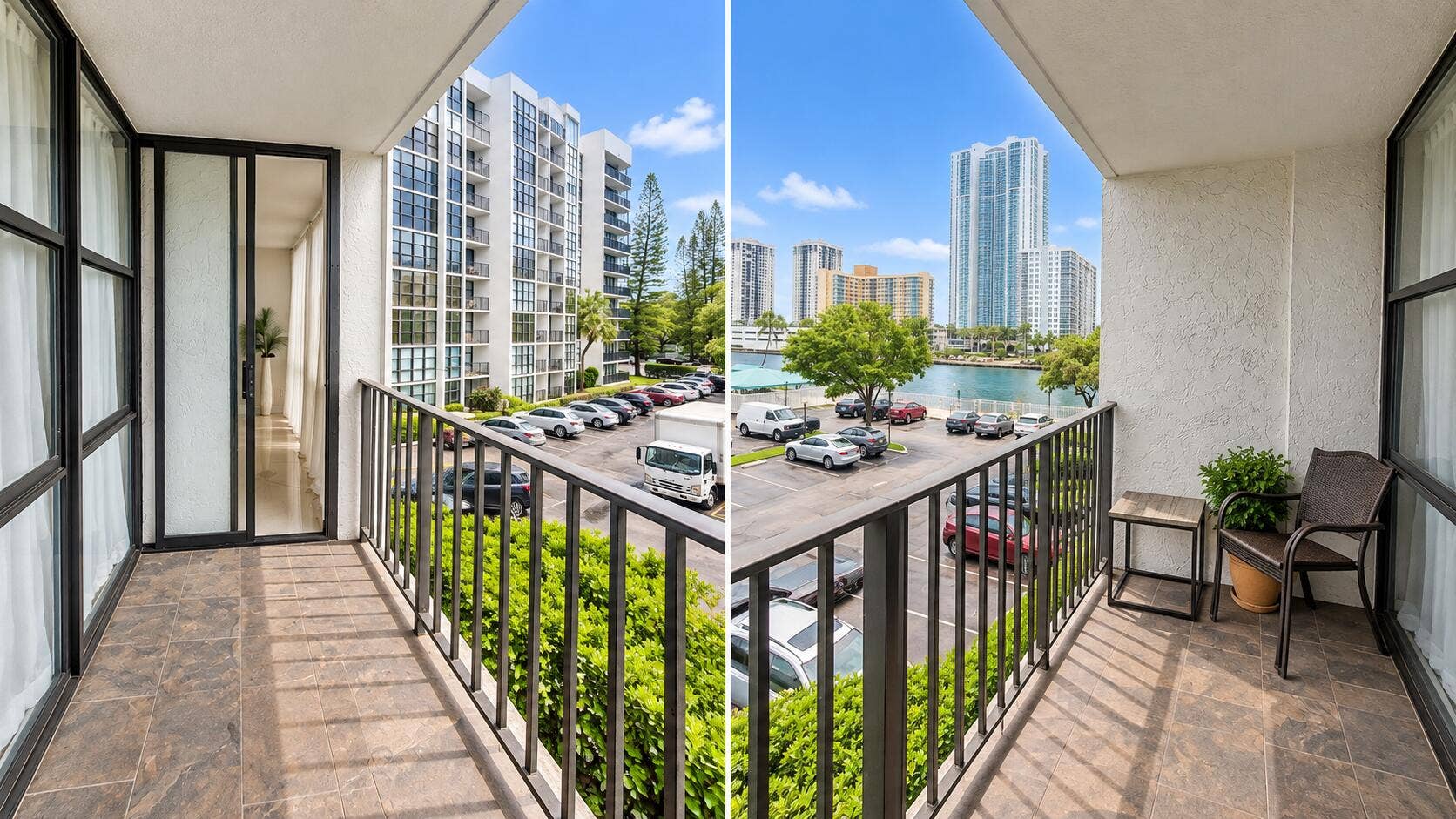 800 PARKVIEW Drive, #317, Hallandale Beach, Hallandale Beach, FL 33009 Balcn con Vista al Canal y Skyline