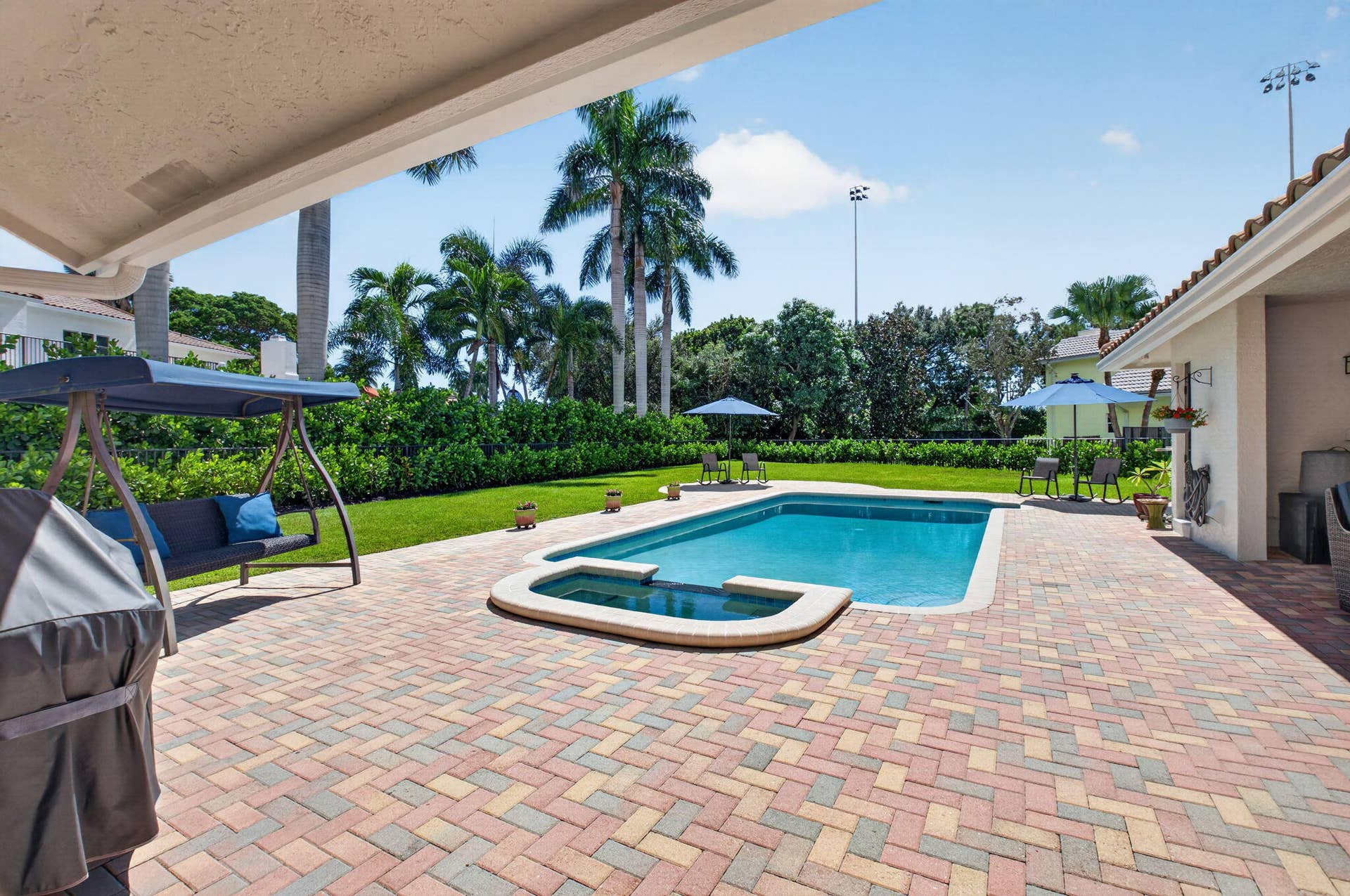 Pavered pool deck