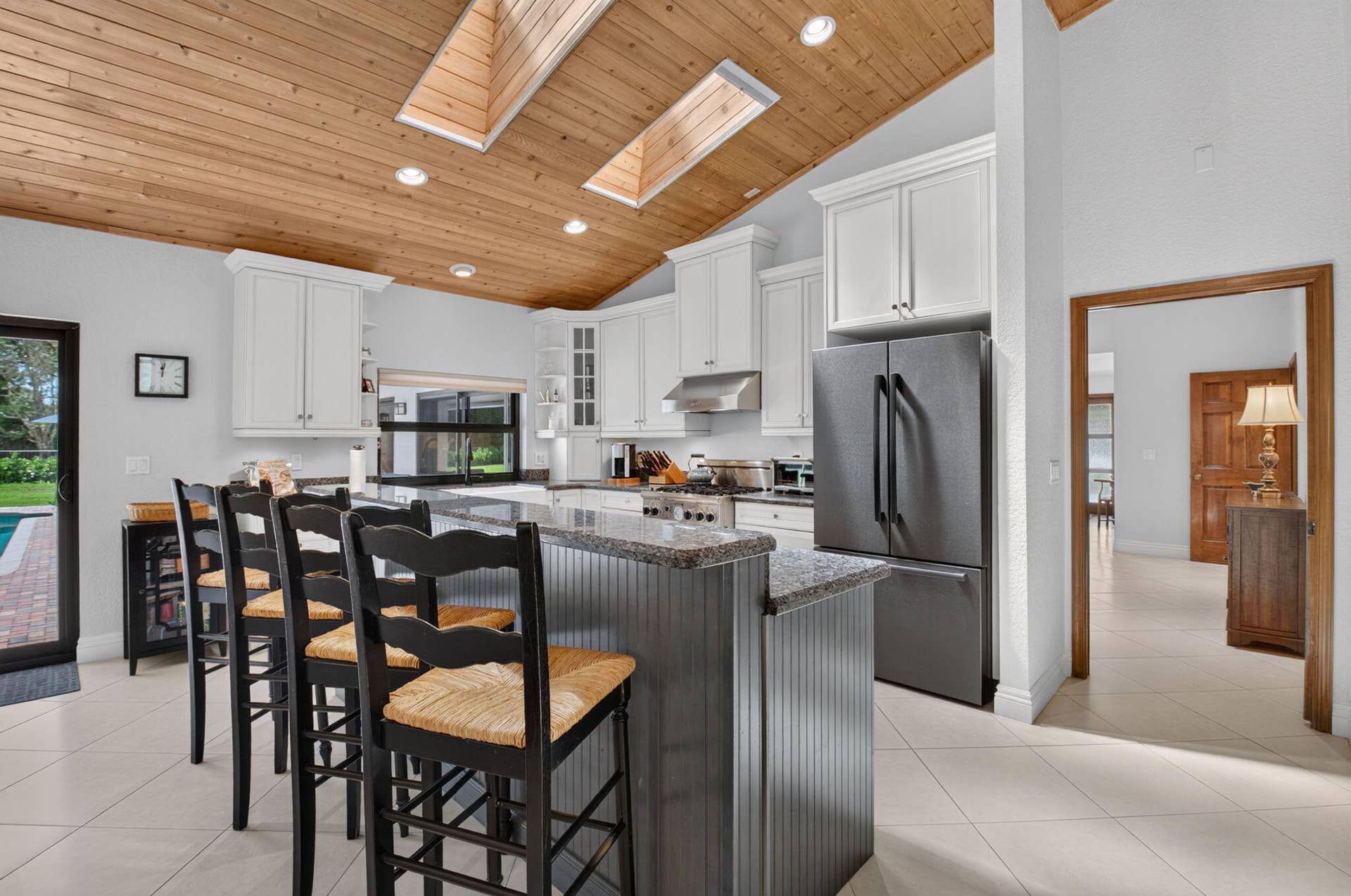 Kitchen Island under the skylights