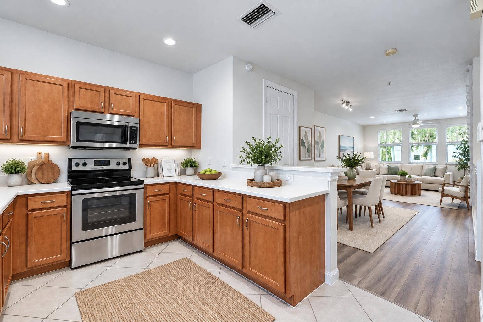 430 AMADOR Lane, #6, West Palm Beach, FL 33401 kitchen and living room with staging
