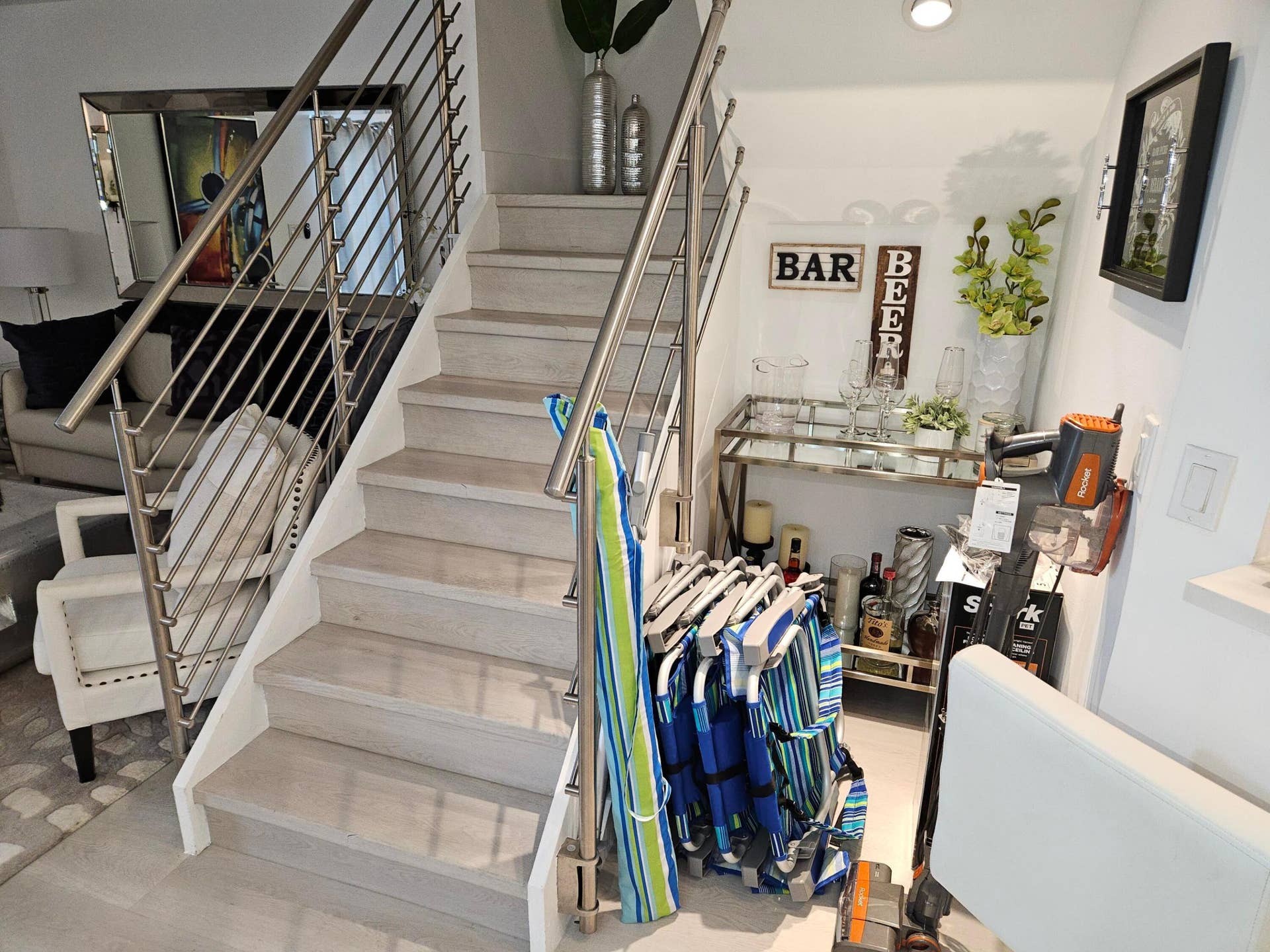 1460 SW 47TH Avenue, #1460, Deerfield Beach, Deerfield Beach, FL 33442 Hardwood staircase with modern stainless steel railing