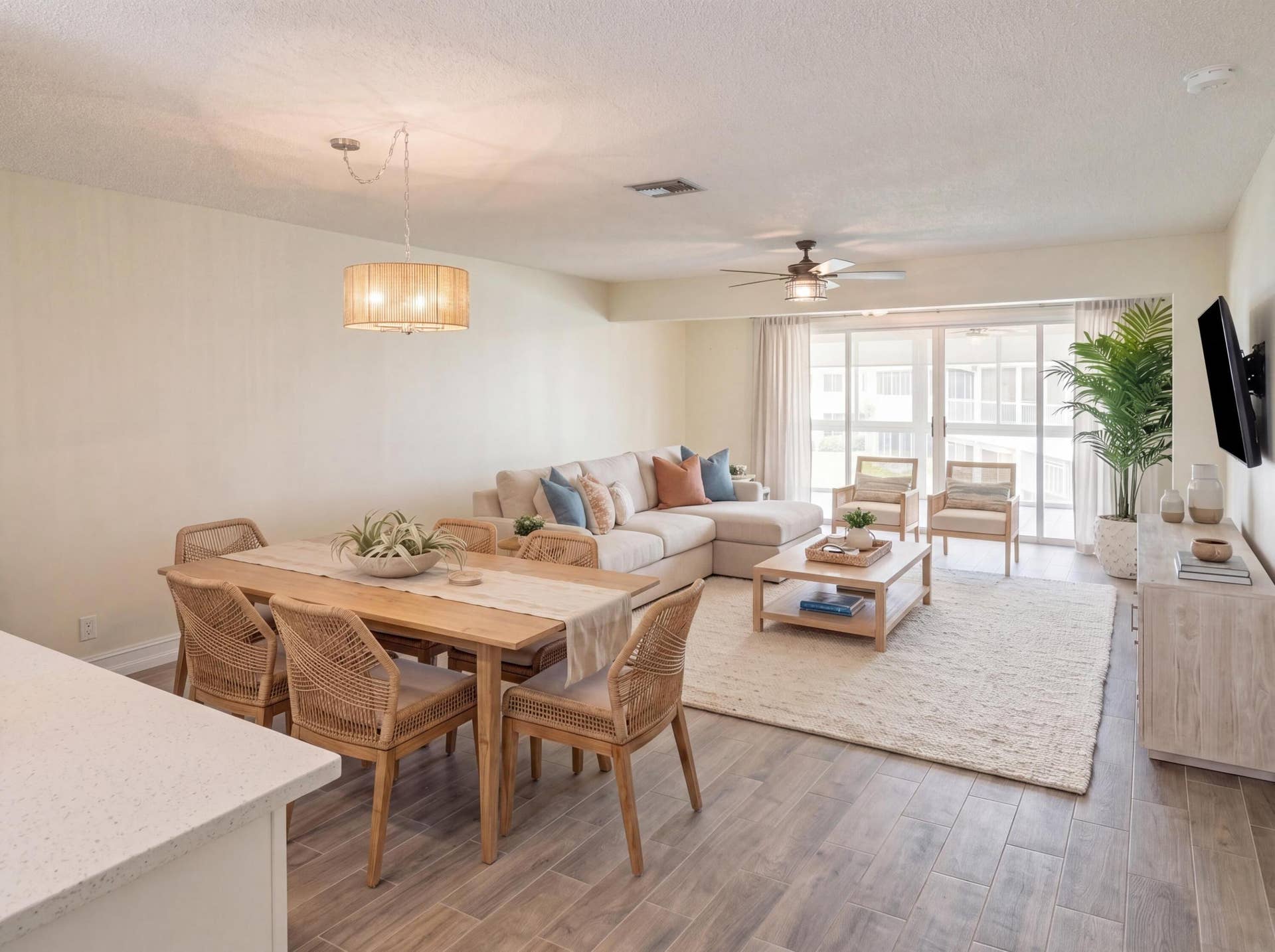 Large Living Room allowing dining area and living space. (Virtually Staged)