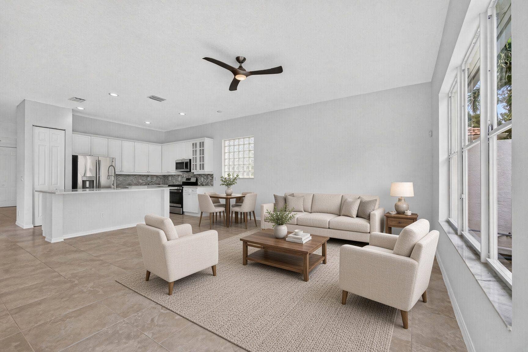 Family Room View to Kitchen- Staged