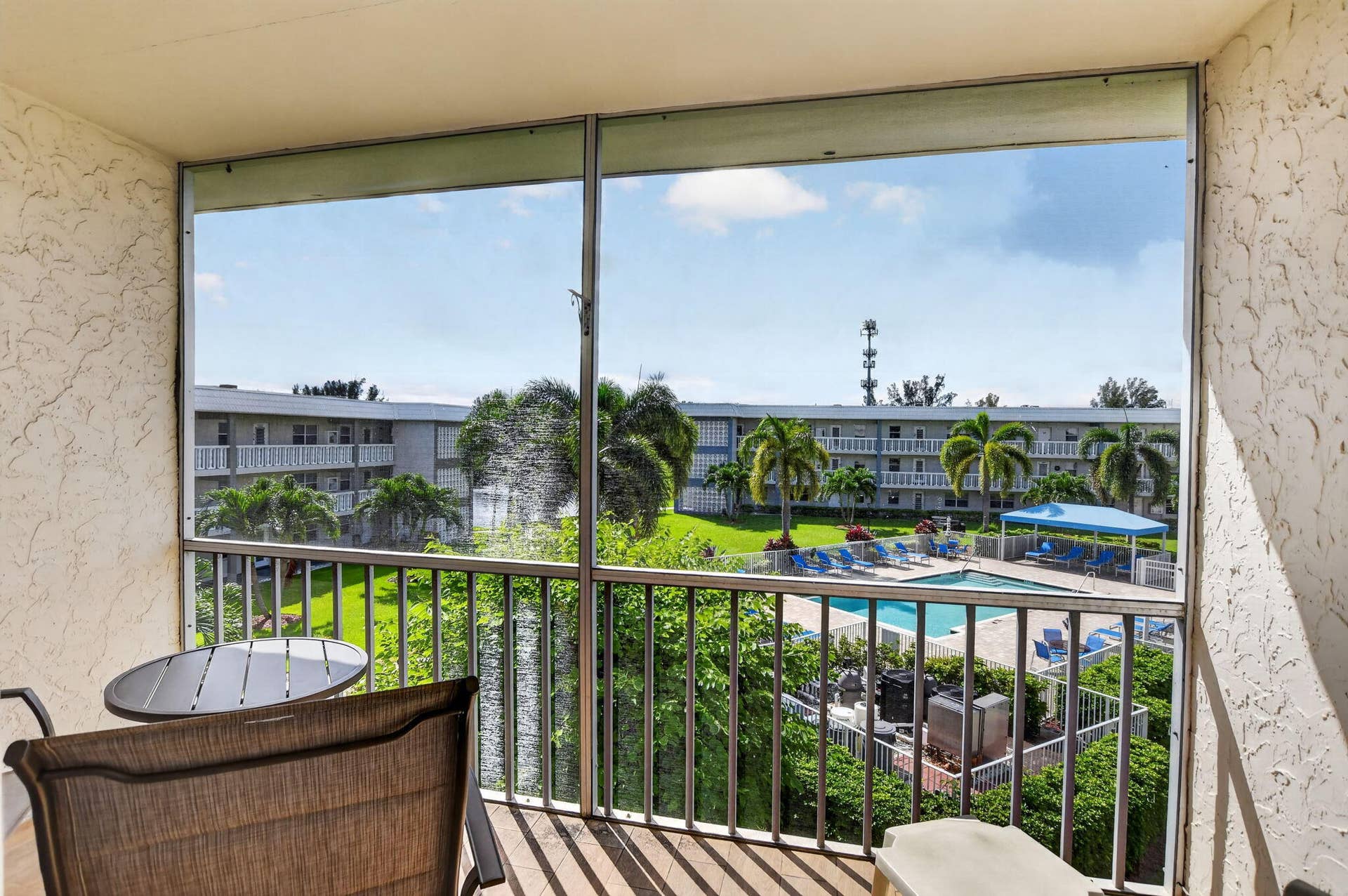Patio overlooking pool