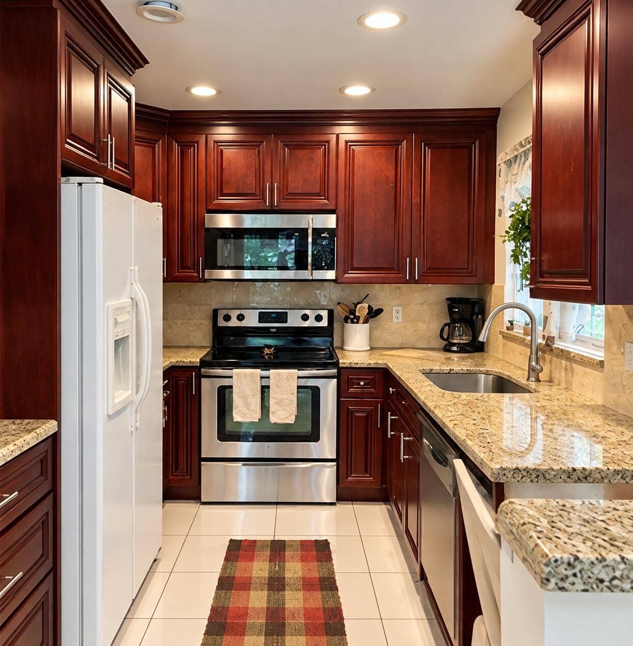 Modern Cherry-Wood Kitchen Interior
