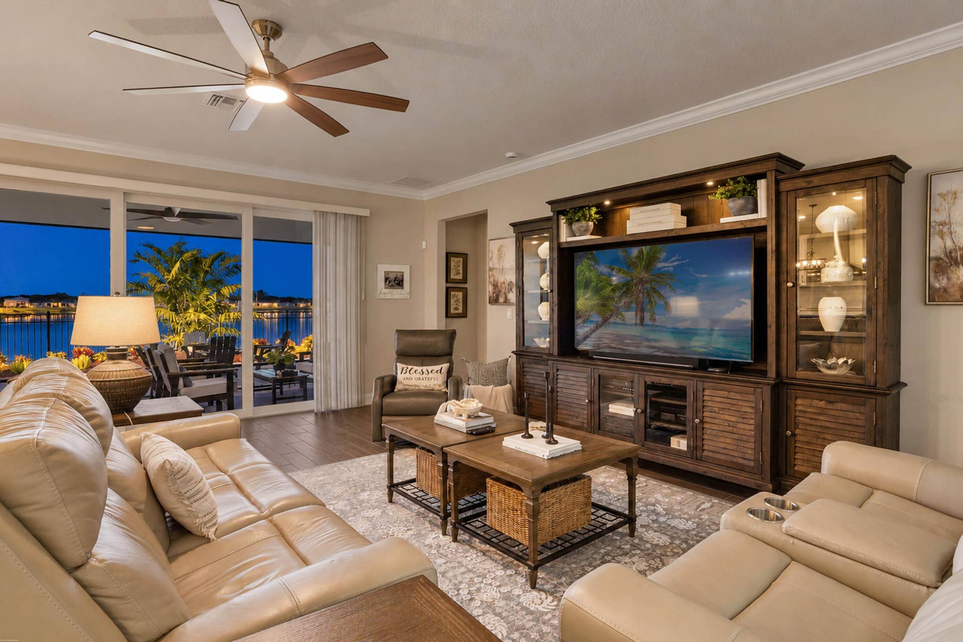 Great room with built-in media wall