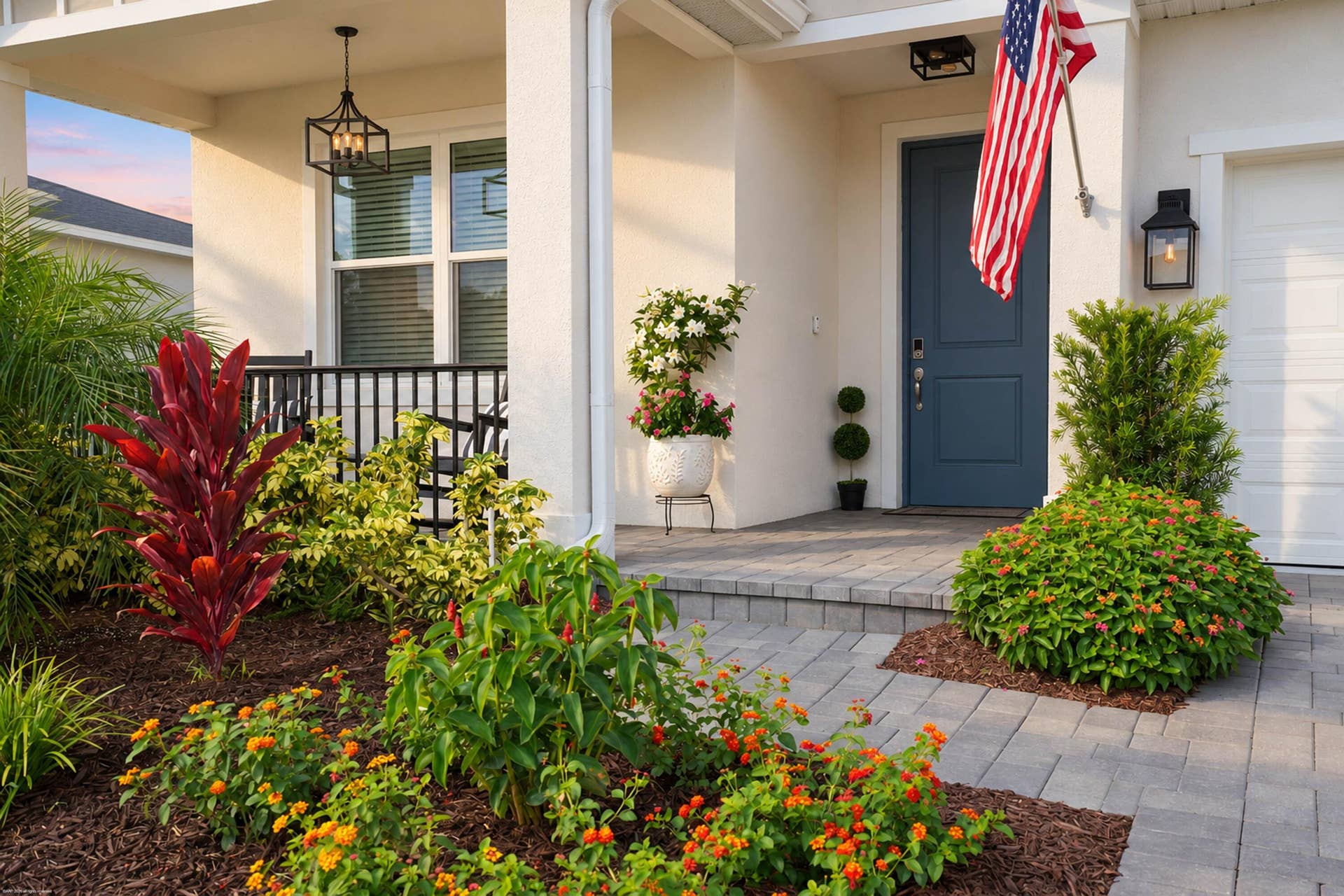 Front entry with landscaped beds