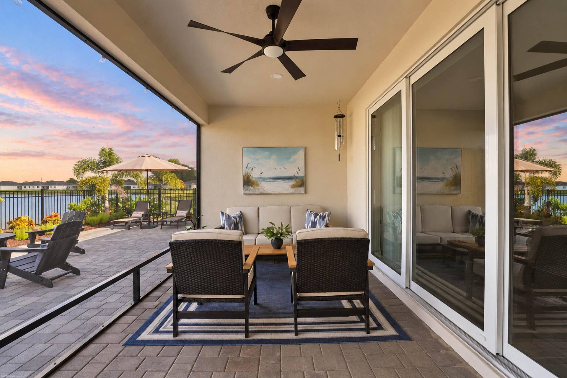 Covered lanai at sunset