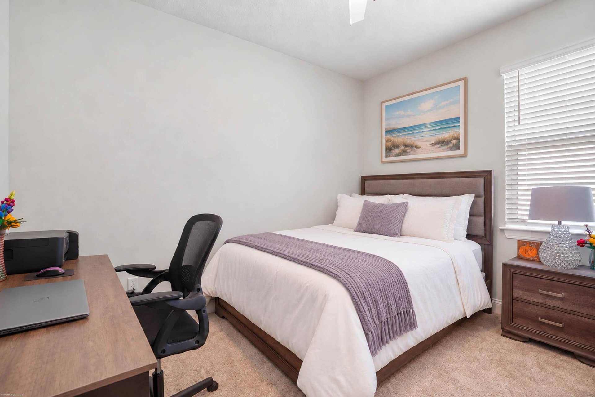 Guest bedroom with work desk