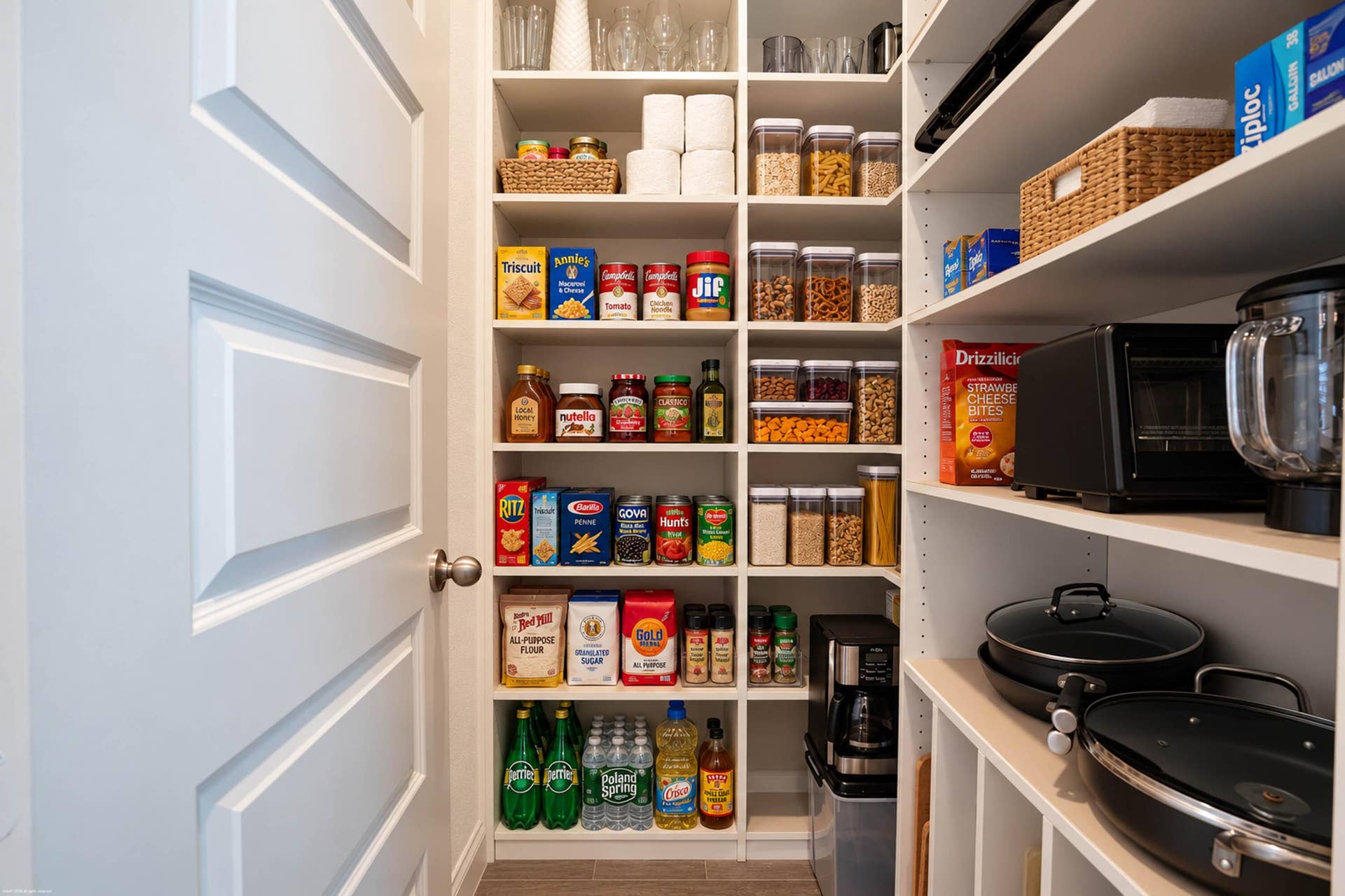 Pantry with custom built-in shelving